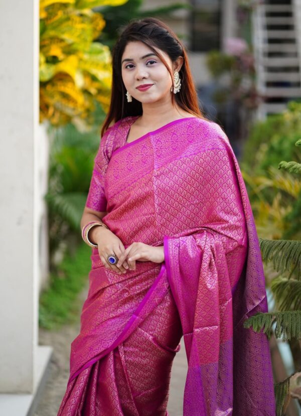 ‎🥻ম্যাচিং ব্লাউজ সহ কাঞ্চিভরম শাড়ি💗 Code -100-17