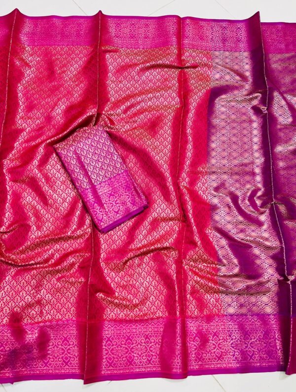 ‎🥻ম্যাচিং ব্লাউজ সহ কাঞ্চিভরম শাড়ি💗 Code -100-17 - Image 5