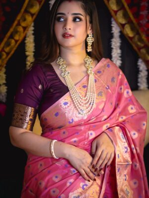 ‎🥻ম্যাচিং ব্লাউজ সহ সফট সিল্ক কাতান শাড়ি💗 Code -1008