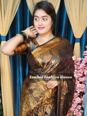 ‎🥻ম্যাচিং ব্লাউজ সহ কাঞ্চিভরম শাড়ি🖤 Code -100-11 ‎