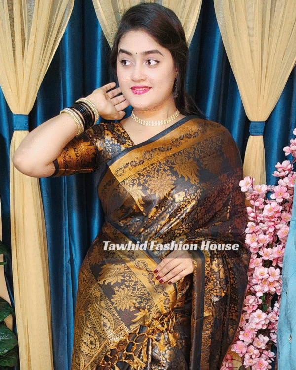 ‎🥻ম্যাচিং ব্লাউজ সহ কাঞ্চিভরম শাড়ি🖤 Code -100-11 ‎